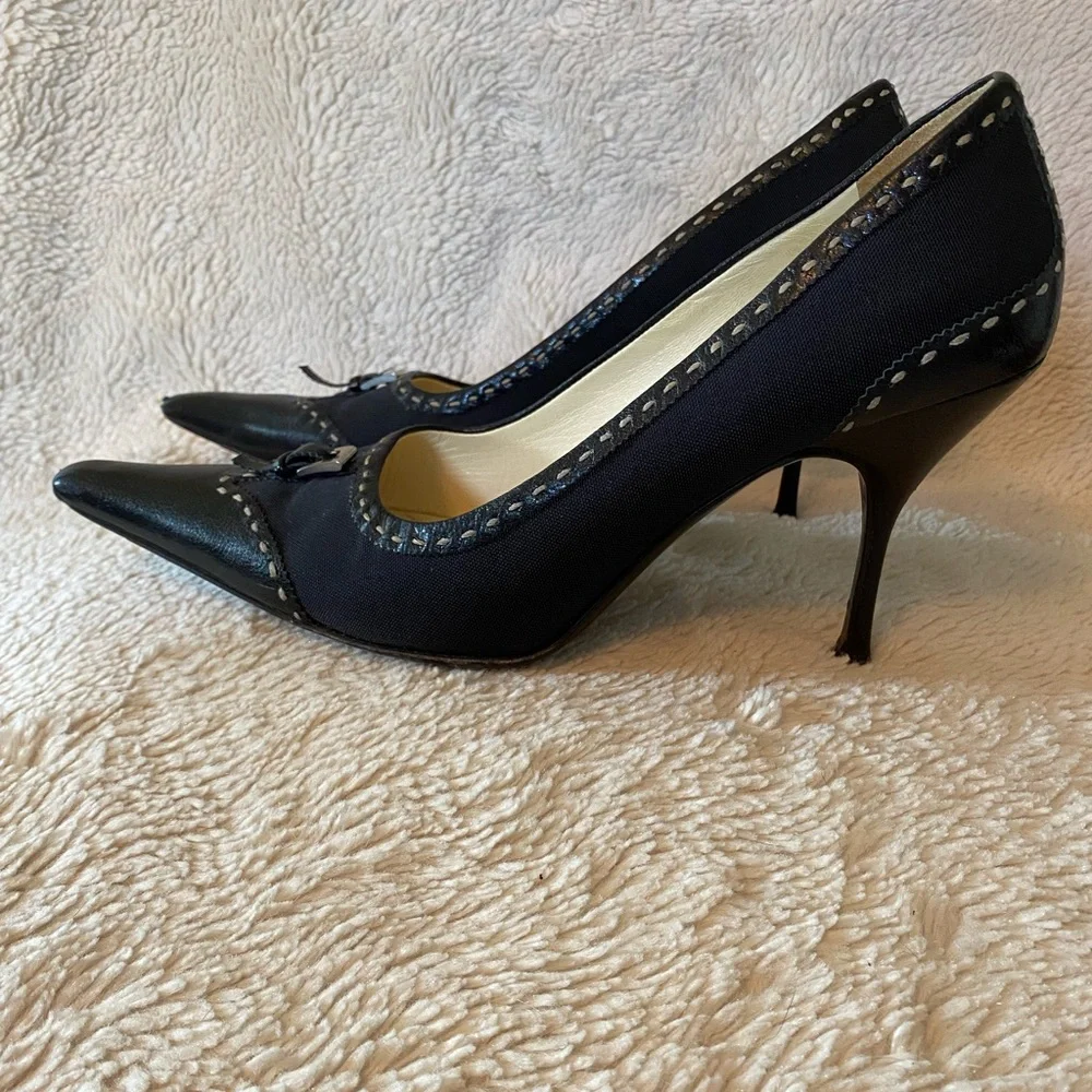 Vintage Prada Pointy Toe Black Heels with Buckle - Picture 5 of 11